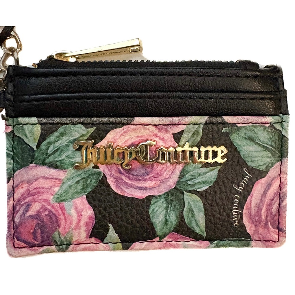 Juicy Couture Unchain My Heart Credit Card Wallet in Moody Garden Black | NWT